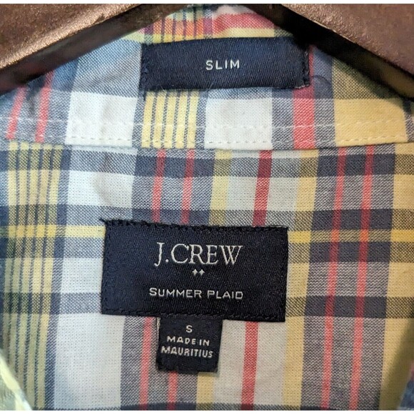 J.Crew Size Small Plaid Shirt Lightweight Yellow Slim Fit Mens S Button Up LS - Picture 2 of 3
